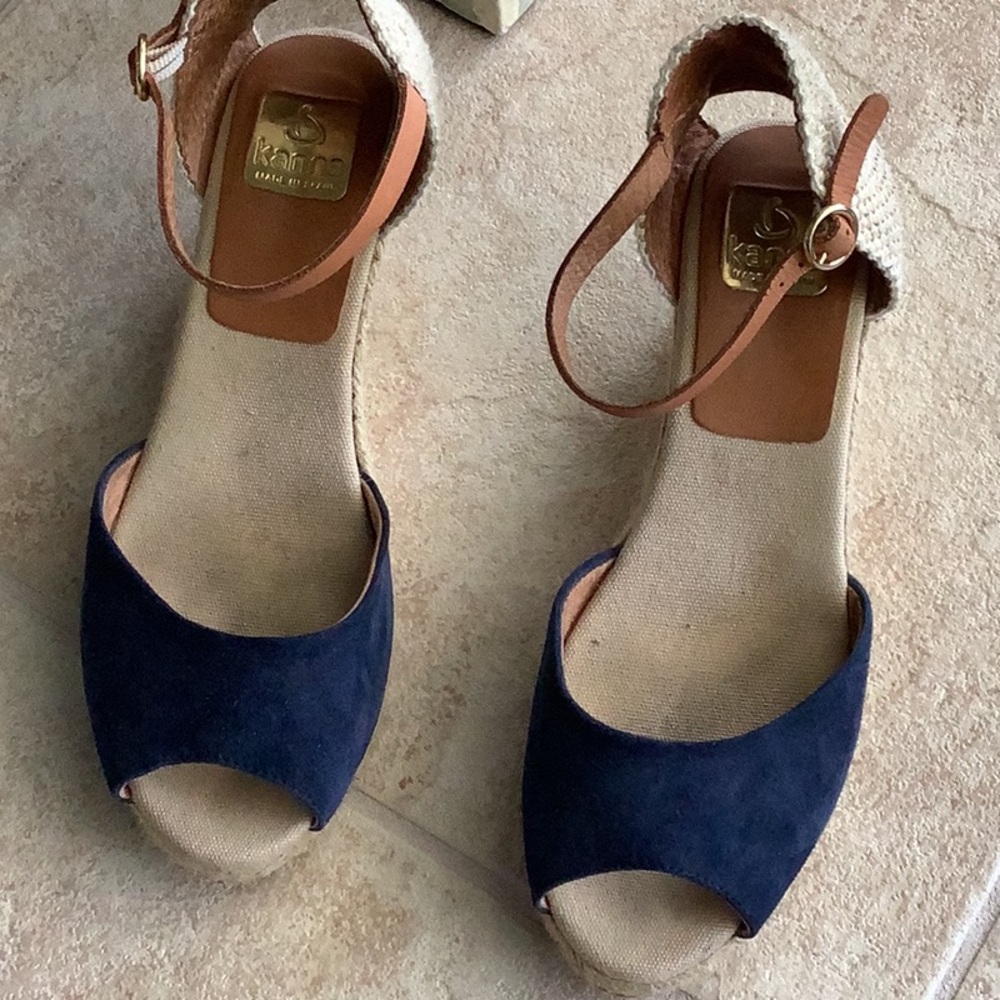Kanna Blue and Tan Espadrille Sandals - from spain